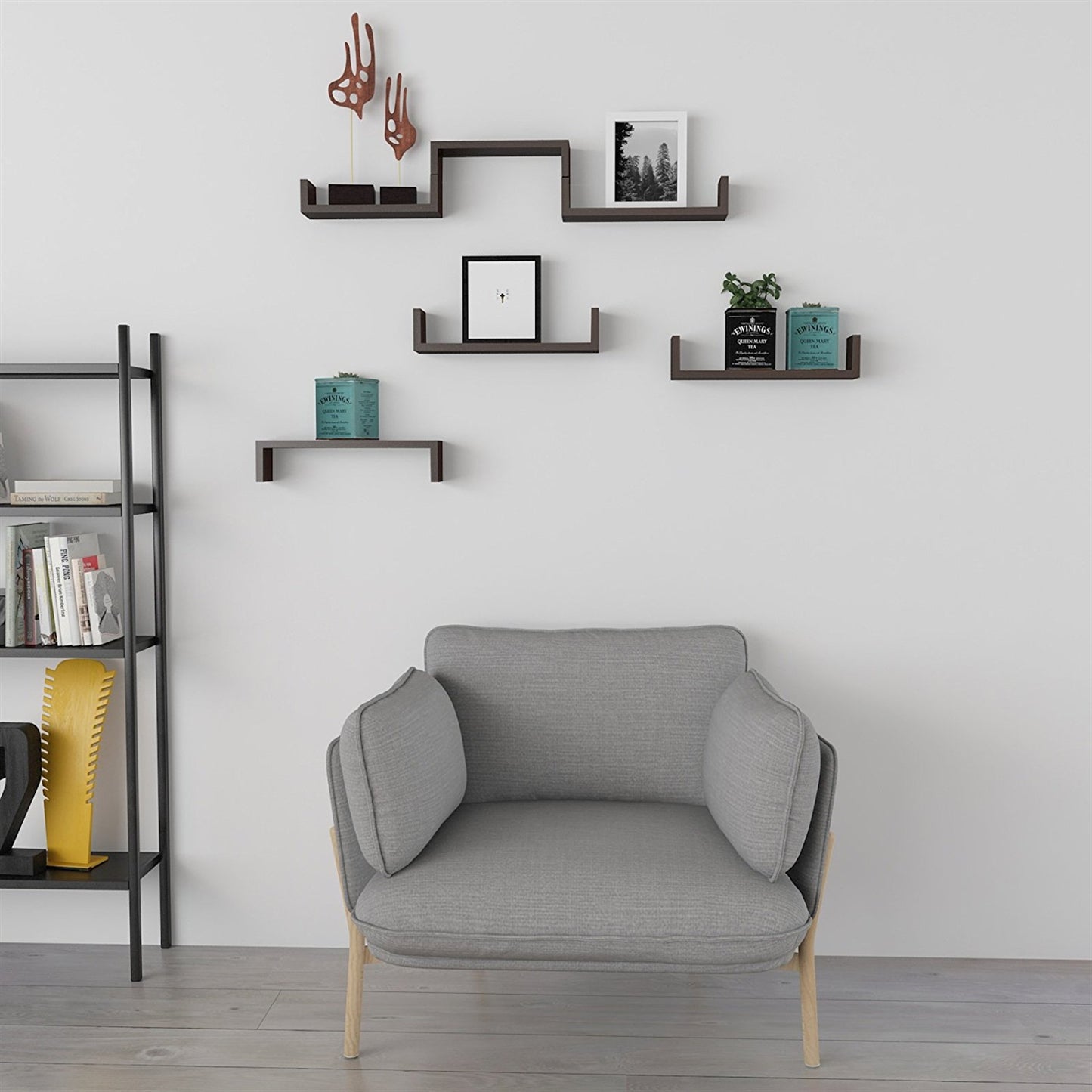 Black Set of 3 Floating Display Home Decor Shelves