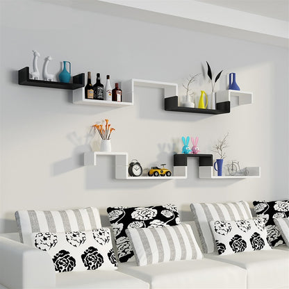 Black Set of 3 Floating Display Home Decor Shelves